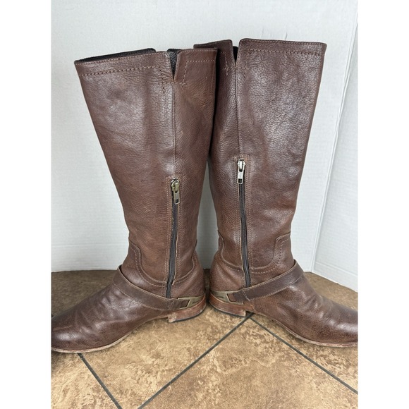 Ugg Channing Women's Size 7  Black Leather Partial Zip Buckle Strap Tall Boots - Picture 8 of 10